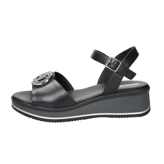 SPACE MODA Donna Sandali con zeppa 12294 Nero