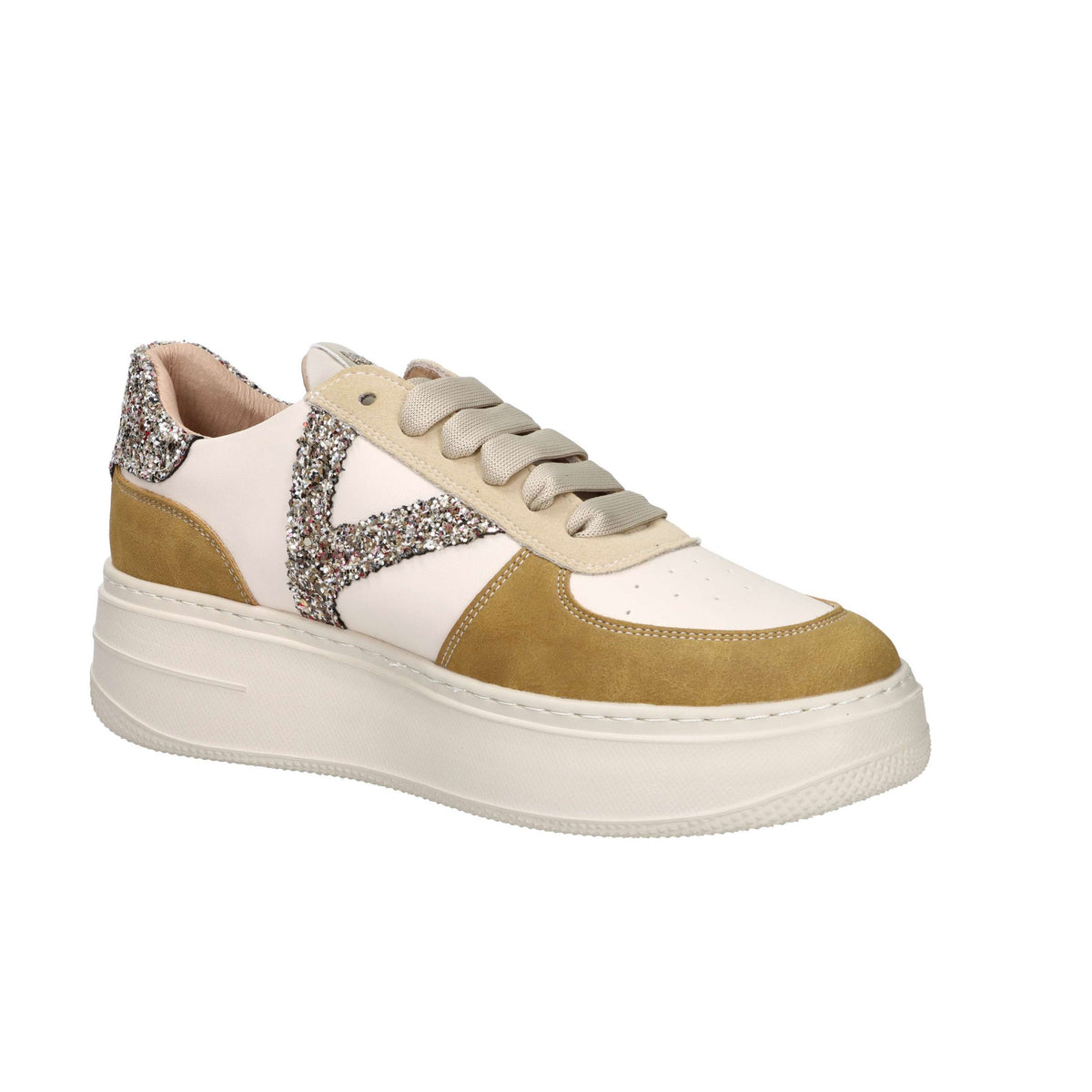 KEYS Donna Sneakers bassa K-11211 Beige/Cuoio