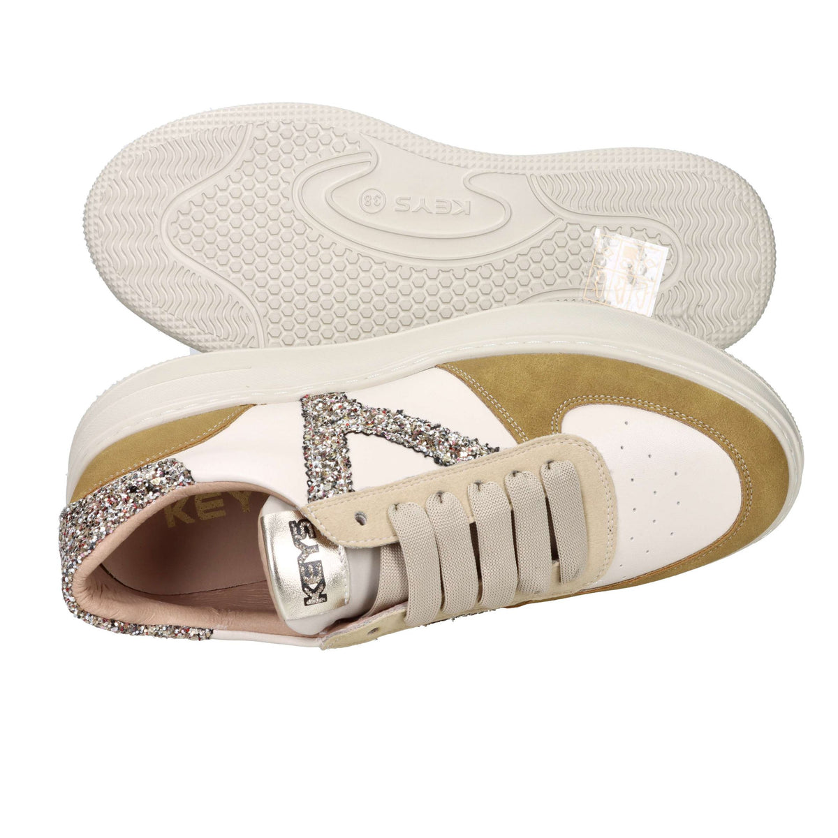 KEYS Donna Sneakers bassa K-11211 Beige/Cuoio