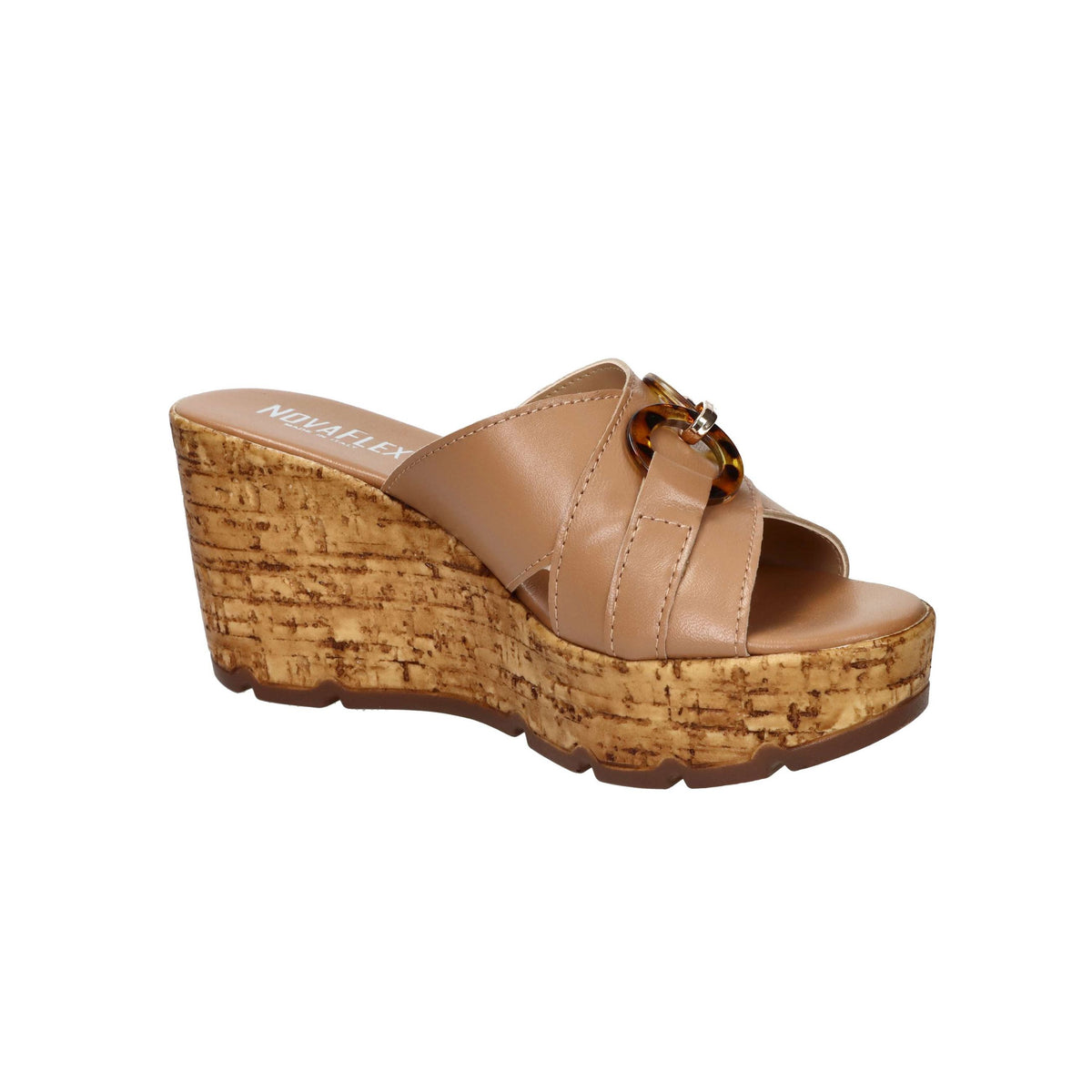 NOVAFLEX Donna Ciabatte con zeppa VERCEIA Cuoio