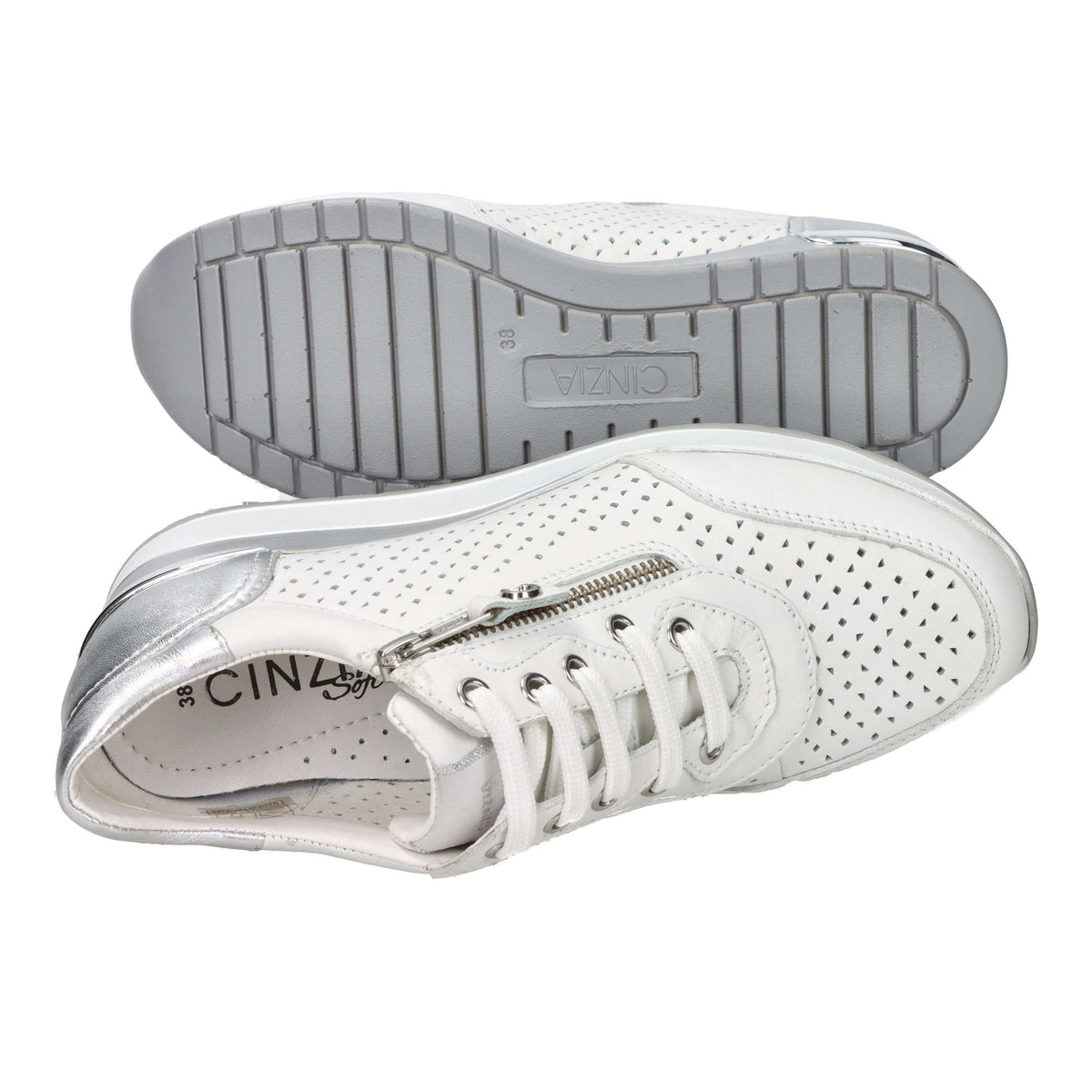 CINZIA SOFT Donna Sneakers bassa IV2523288 Bianco/Argento