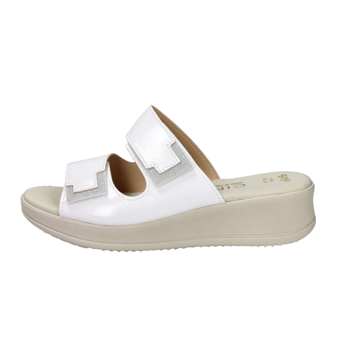 CINZIA SOFT Donna Ciabatte con zeppa LF85002 Bianco/Argento