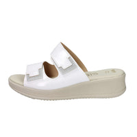 CINZIA SOFT Donna Ciabatte con zeppa LF85002 Bianco/Argento