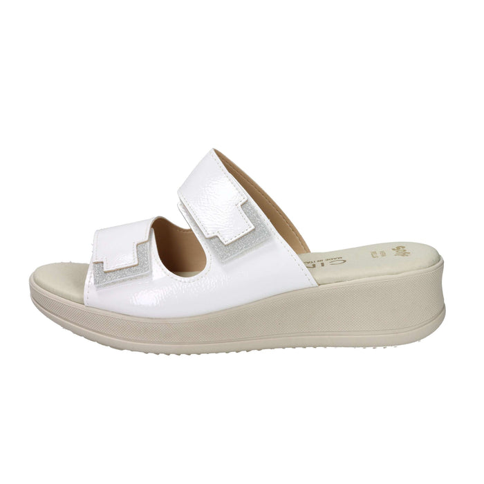 CINZIA SOFT Donna Ciabatte con zeppa LF85002 Bianco/Argento