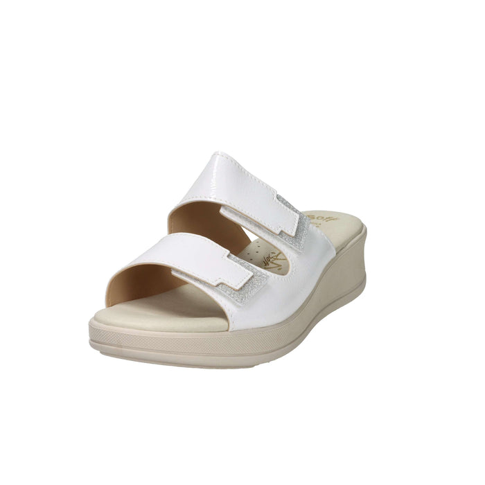 CINZIA SOFT Donna Ciabatte con zeppa LF85002 Bianco/Argento