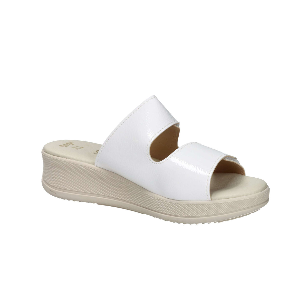 CINZIA SOFT Donna Ciabatte con zeppa LF85002 Bianco/Argento