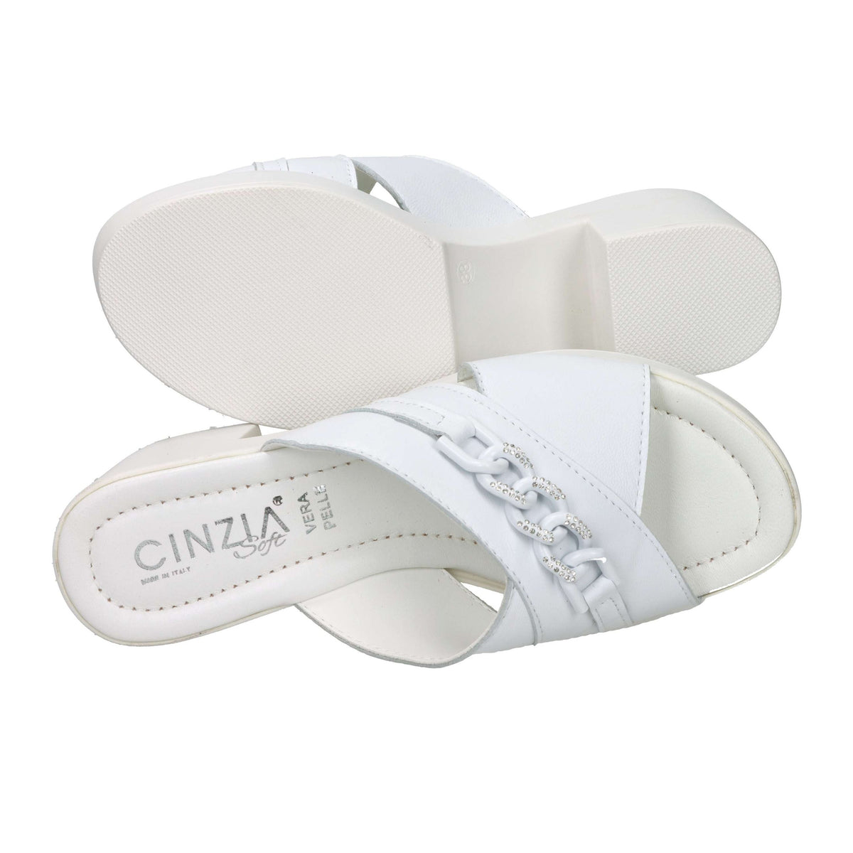 CINZIA SOFT Donna Ciabatte con tacco IAF203519 Bianco