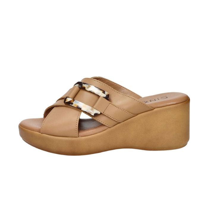 CINZIA SOFT Donna Ciabatte con zeppa TS61324 Cuoio