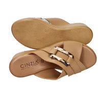 CINZIA SOFT Donna Ciabatte con zeppa TS61324 Cuoio