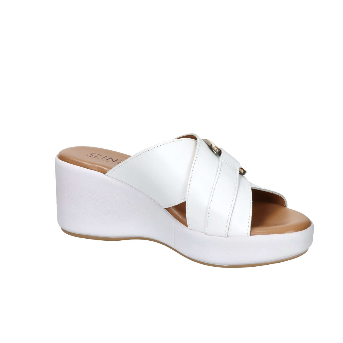 CINZIA SOFT Donna Ciabatte con zeppa TS61324 Bianco
