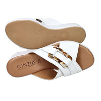 CINZIA SOFT Donna Ciabatte con zeppa TS61324 Bianco