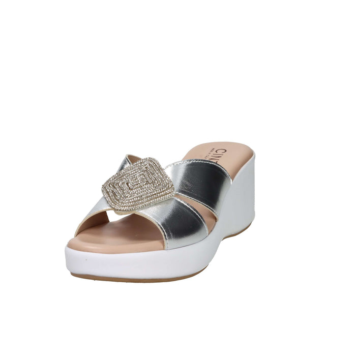 CINZIA SOFT Donna Ciabatte con zeppa TS61312 Argento