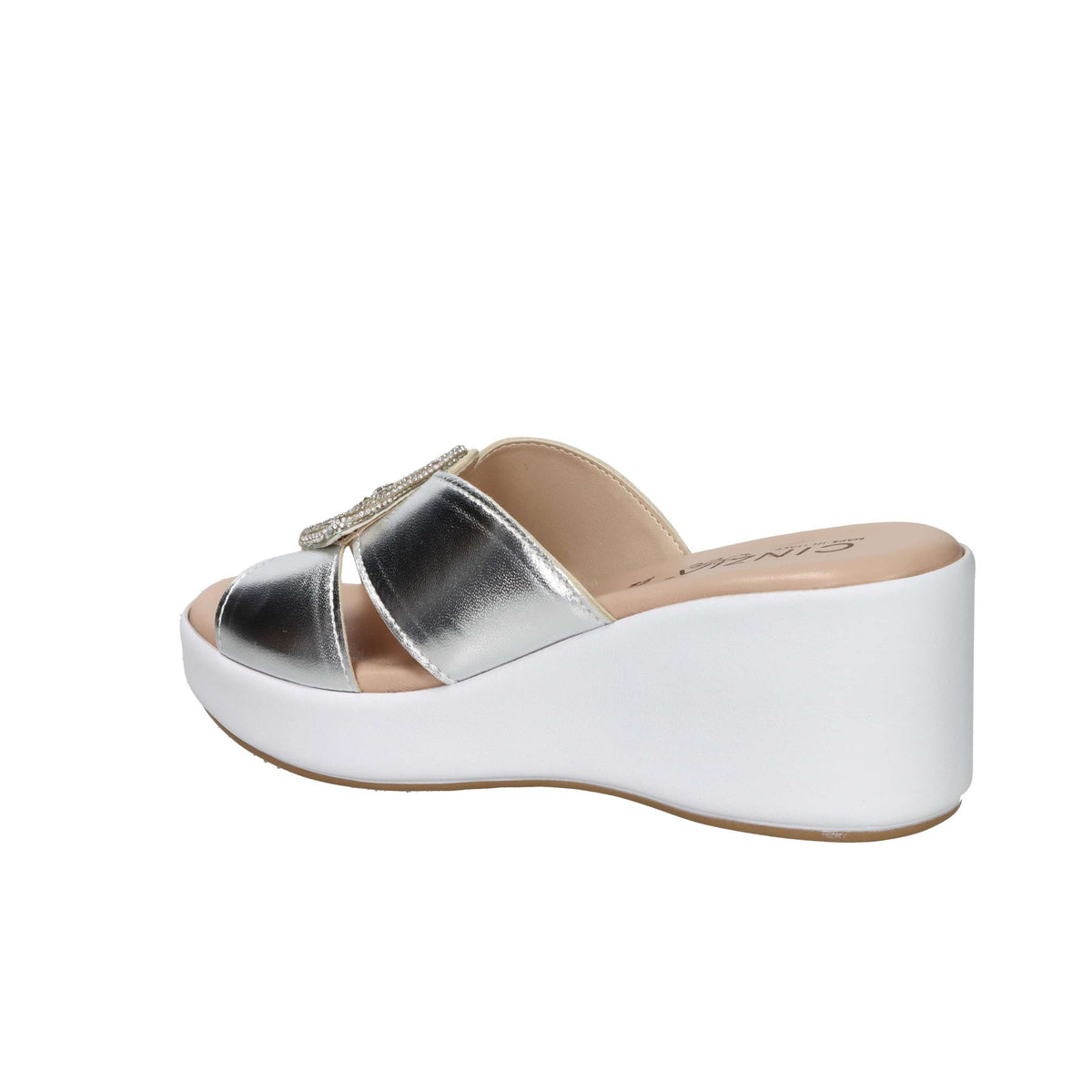 CINZIA SOFT Donna Ciabatte con zeppa TS61312 Argento