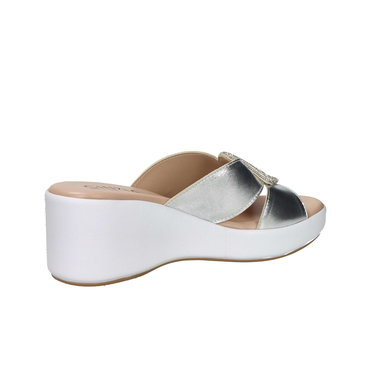 CINZIA SOFT Donna Ciabatte con zeppa TS61312 Argento