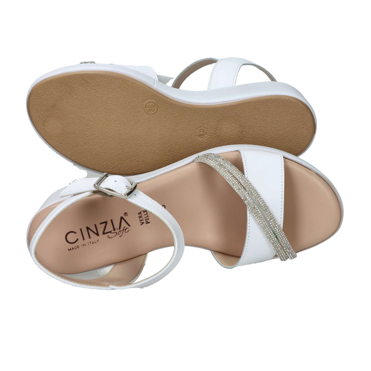 CINZIA SOFT Donna Sandali con zeppa TS61224 Bianco
