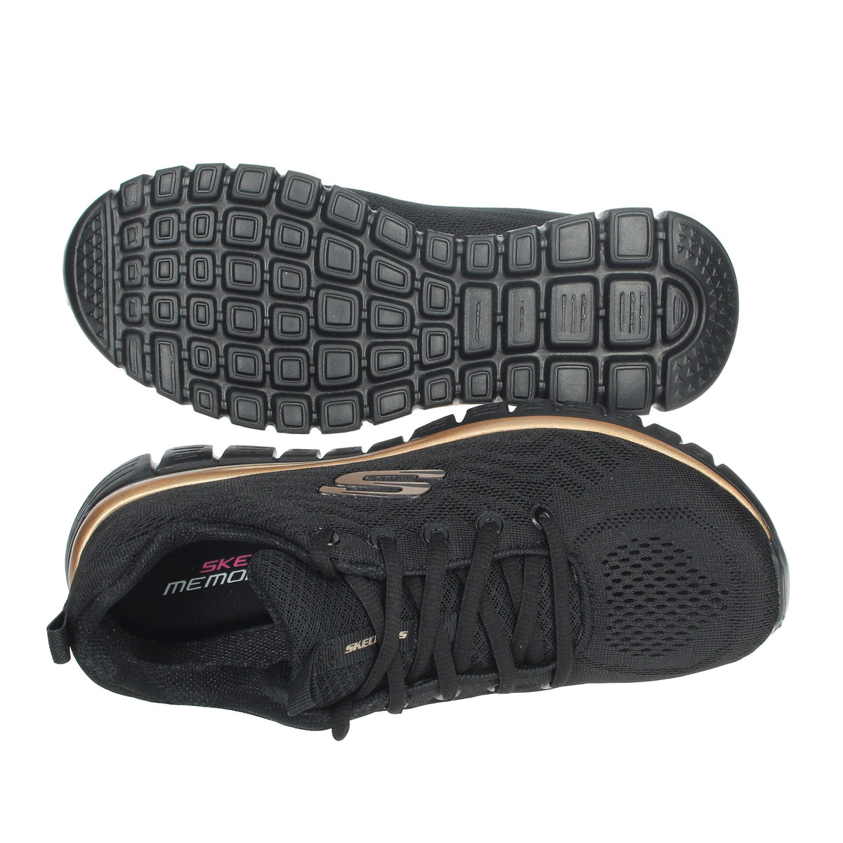 SKECHERS Donna Sneakers bassa 12615 Nero/Cipria