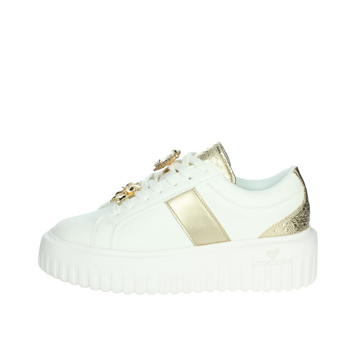 BRACCIALINI Donna Sneakers bassa BA126 Bianco/Oro