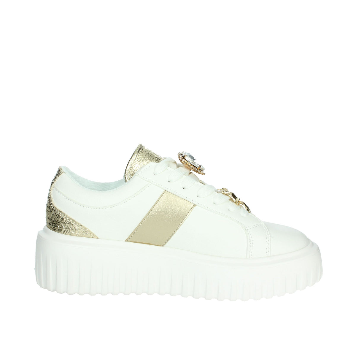 BRACCIALINI Donna Sneakers bassa BA126 Bianco/Oro