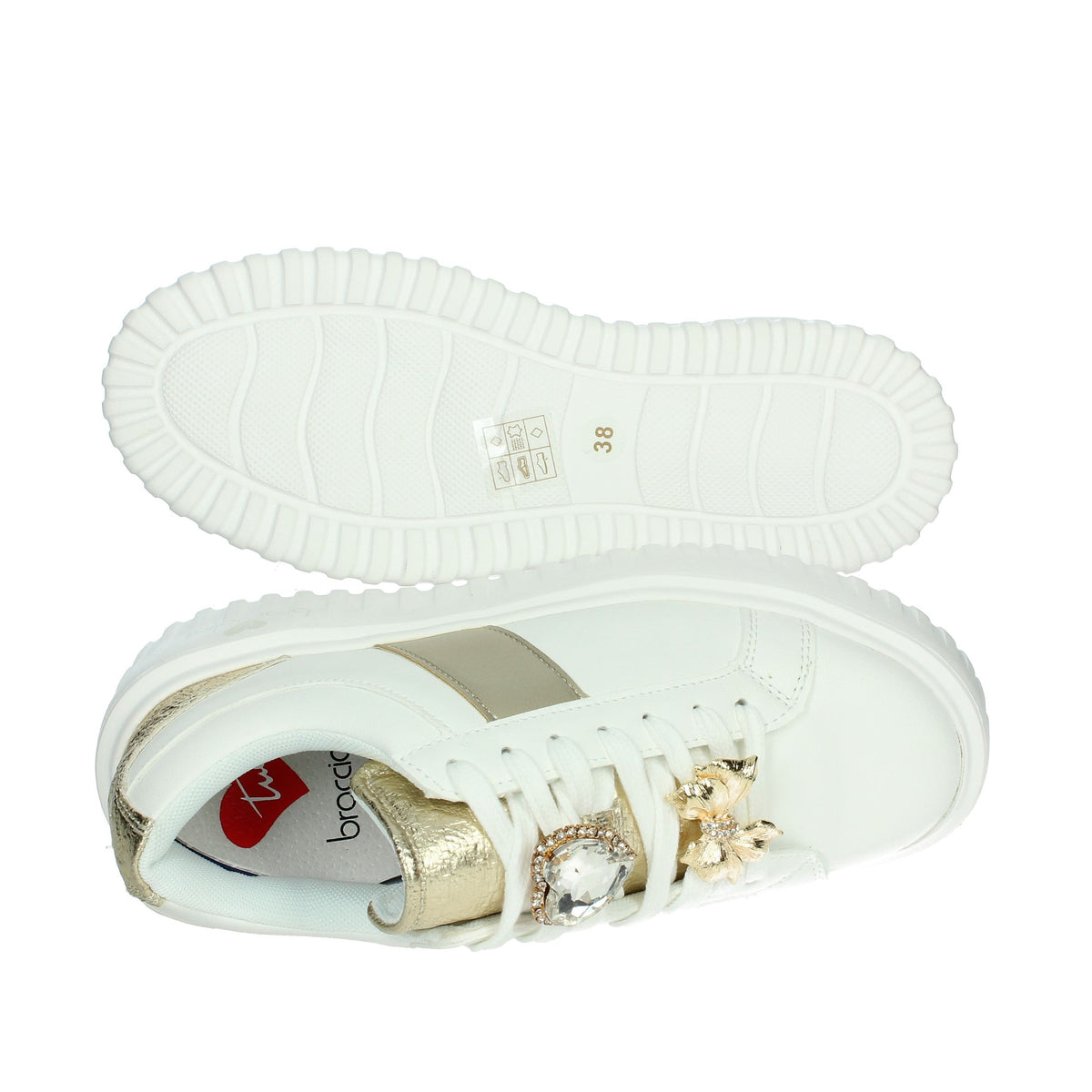 BRACCIALINI Donna Sneakers bassa BA126 Bianco/Oro