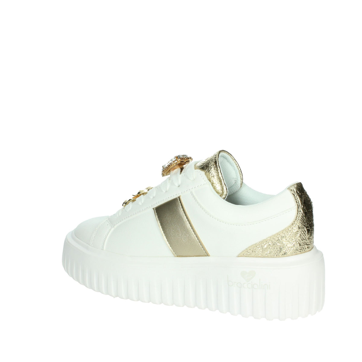 BRACCIALINI Donna Sneakers bassa BA126 Bianco/Oro