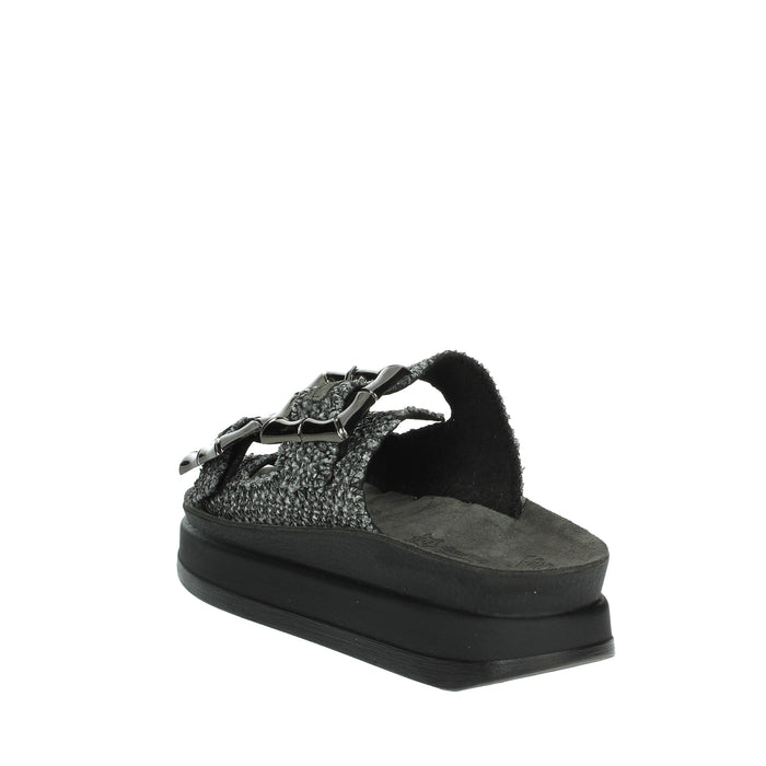 FANTASY SANDALS Donna Ciabatte con zeppa S1111 BAMBOO Nero