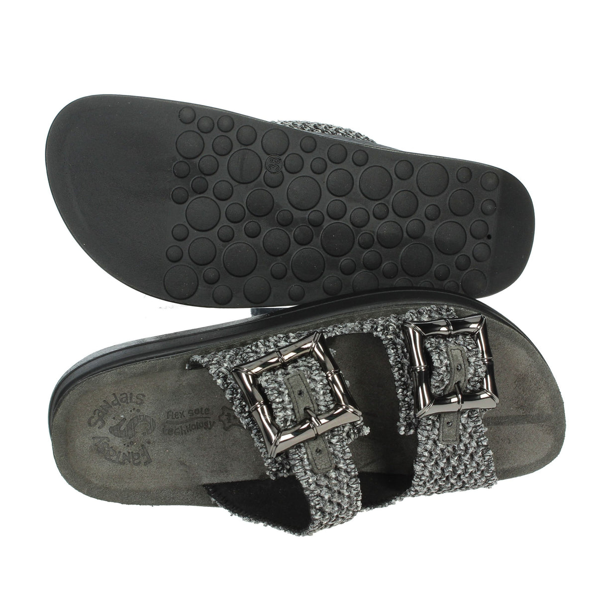 FANTASY SANDALS Donna Ciabatte con zeppa S1111 BAMBOO Nero
