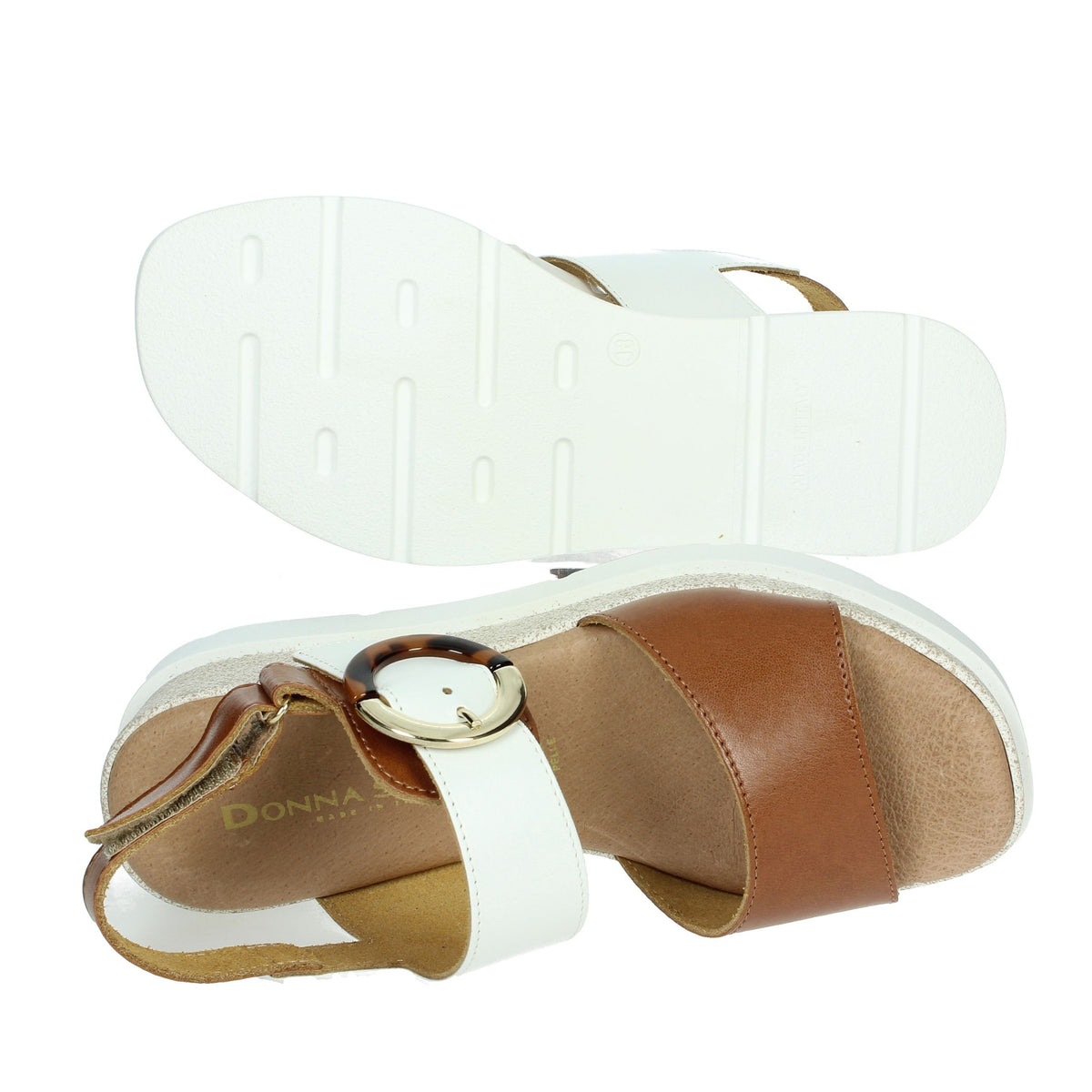 DONNA SERENA Donna Sandali con zeppa 255685DP Bianco/Cuoio