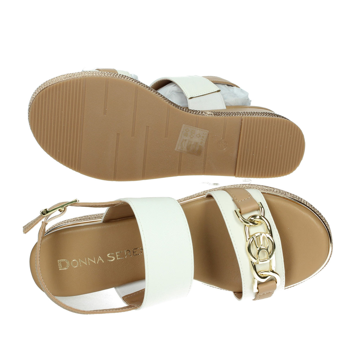 DONNA SERENA Donna Sandali con zeppa 165695DM Bianco/Cuoio