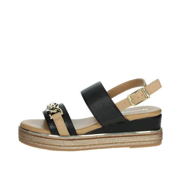 DONNA SERENA Donna Sandali con zeppa 165695DM Nero/Cuoio