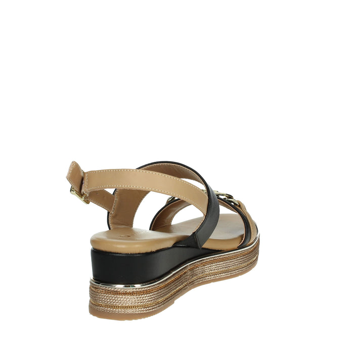 DONNA SERENA Donna Sandali con zeppa 165695DM Nero/Cuoio