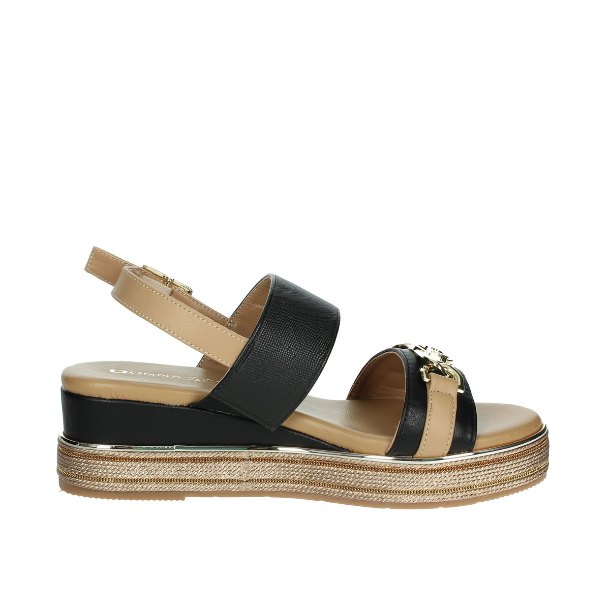 DONNA SERENA Donna Sandali con zeppa 165695DM Nero/Cuoio