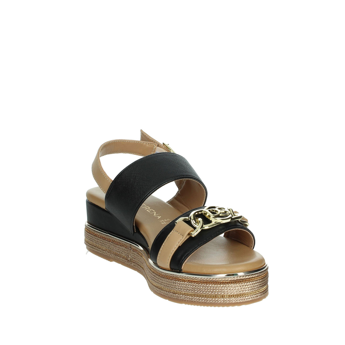 DONNA SERENA Donna Sandali con zeppa 165695DM Nero/Cuoio