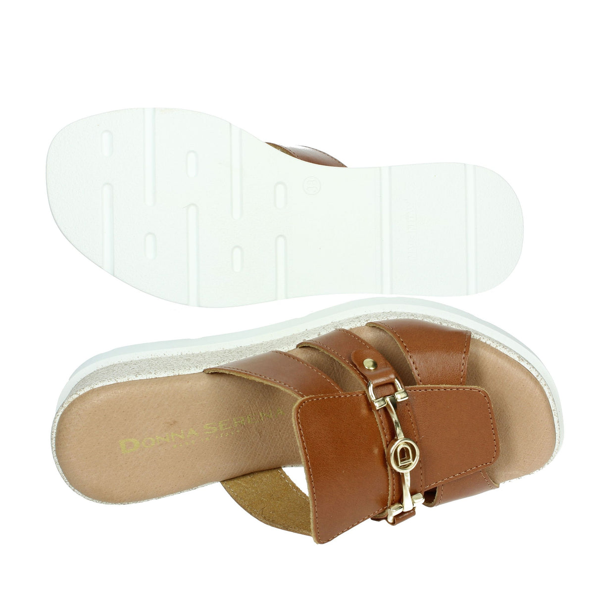 DONNA SERENA Donna Ciabatte con zeppa 255684DP Cuoio