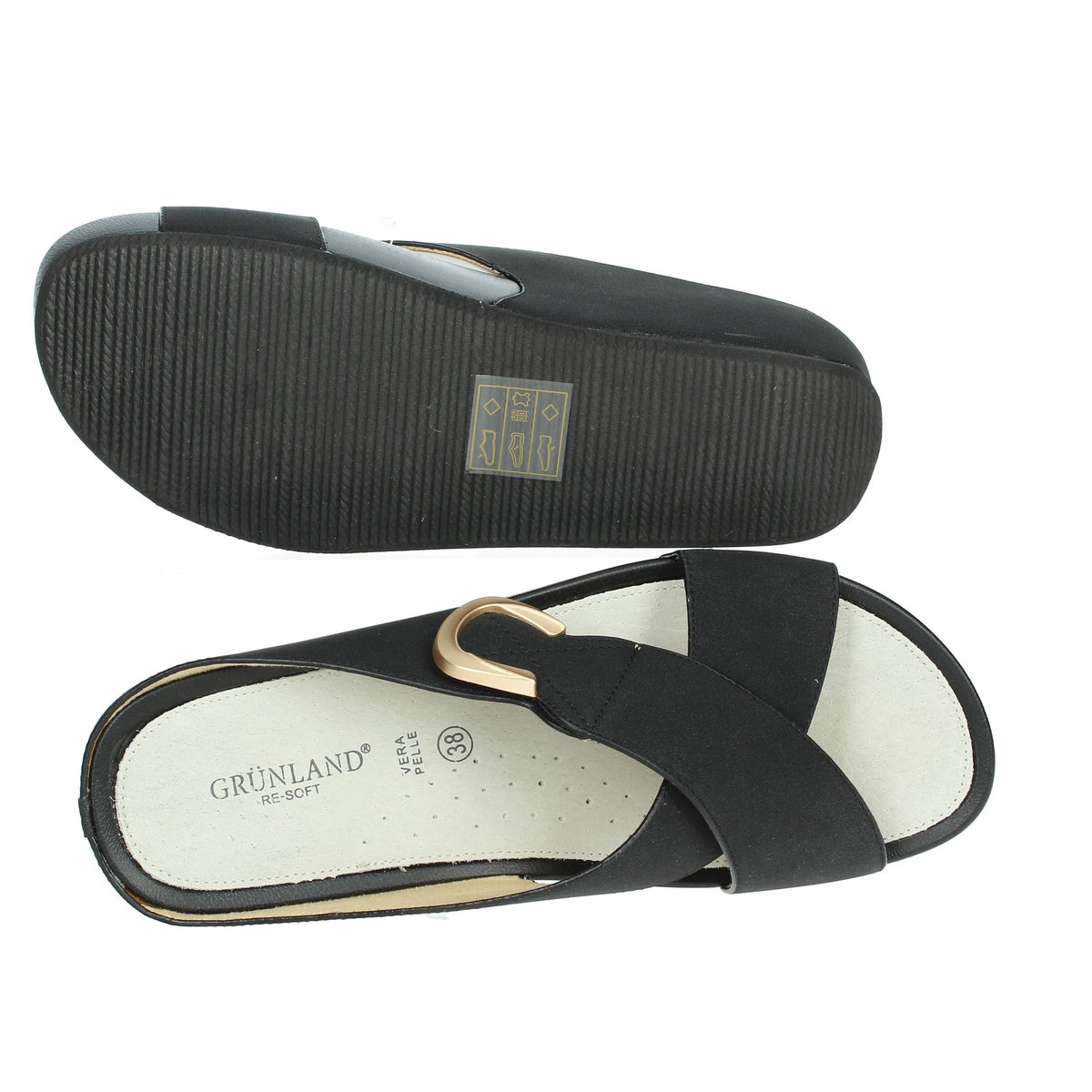 GRUNLAND Donna Ciabatte con zeppa CI1580-C9 Nero