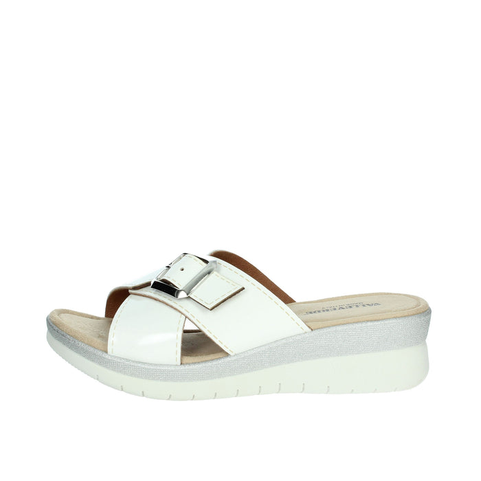 Valleverde Donna Ciabatte con zeppa 52100 Bianco