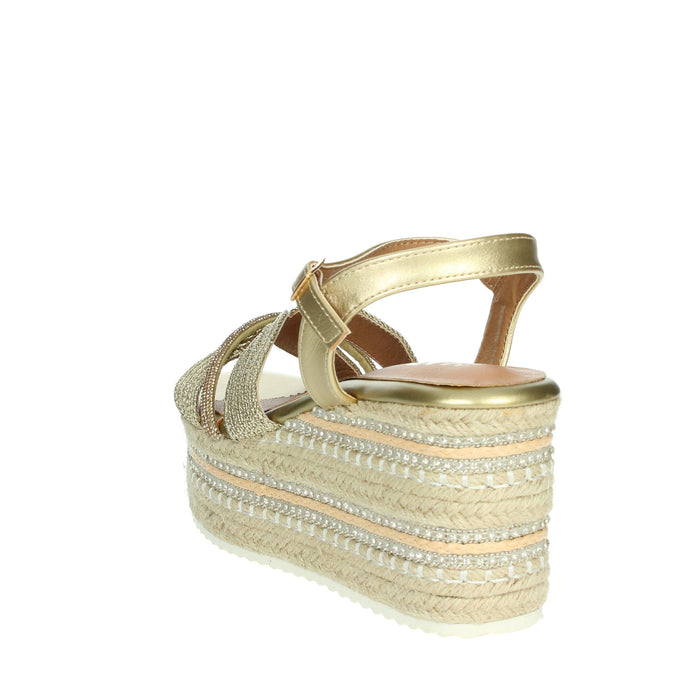 IKAROS Donna Sandali con zeppa P2544 Oro