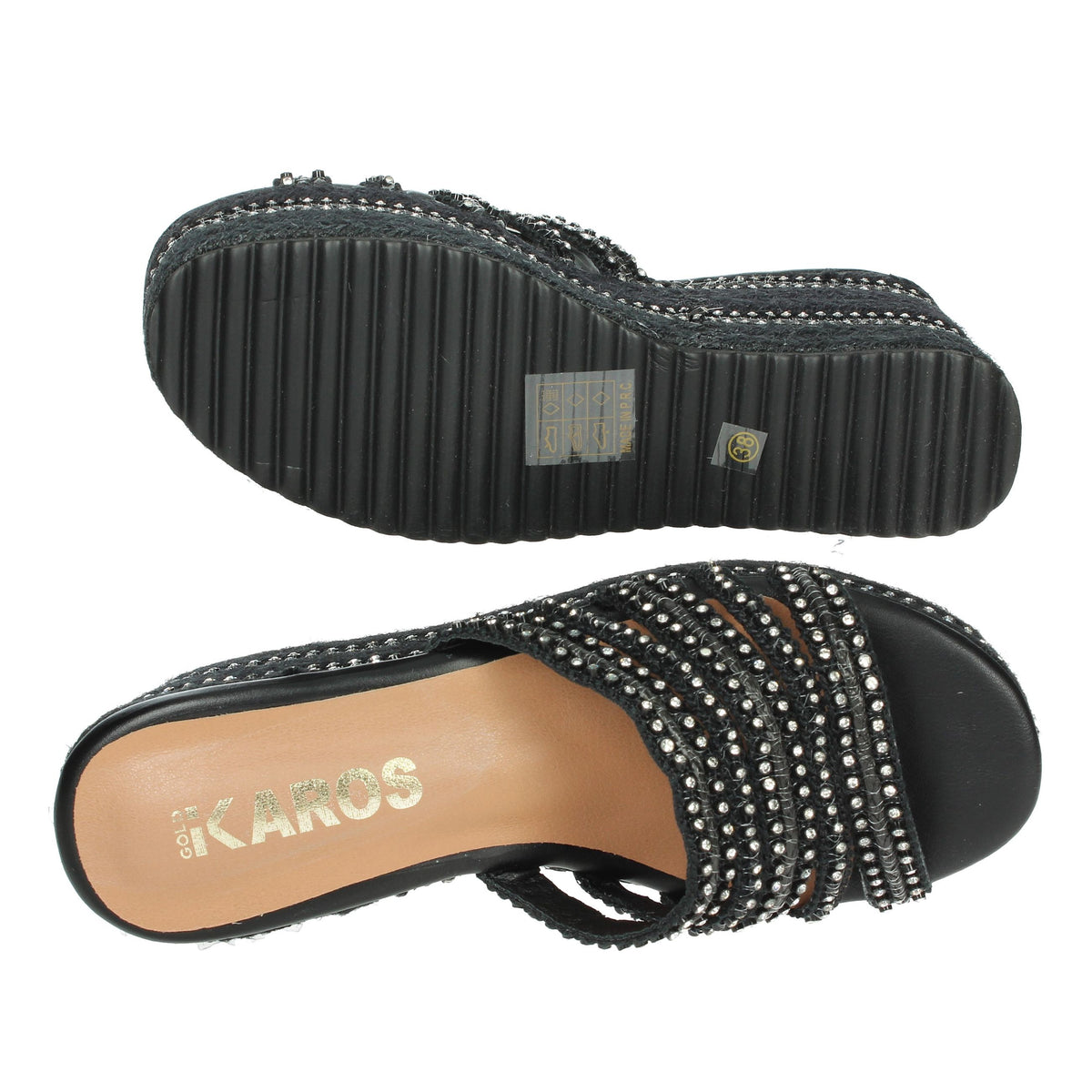 IKAROS Donna Ciabatte con zeppa P2540 Nero
