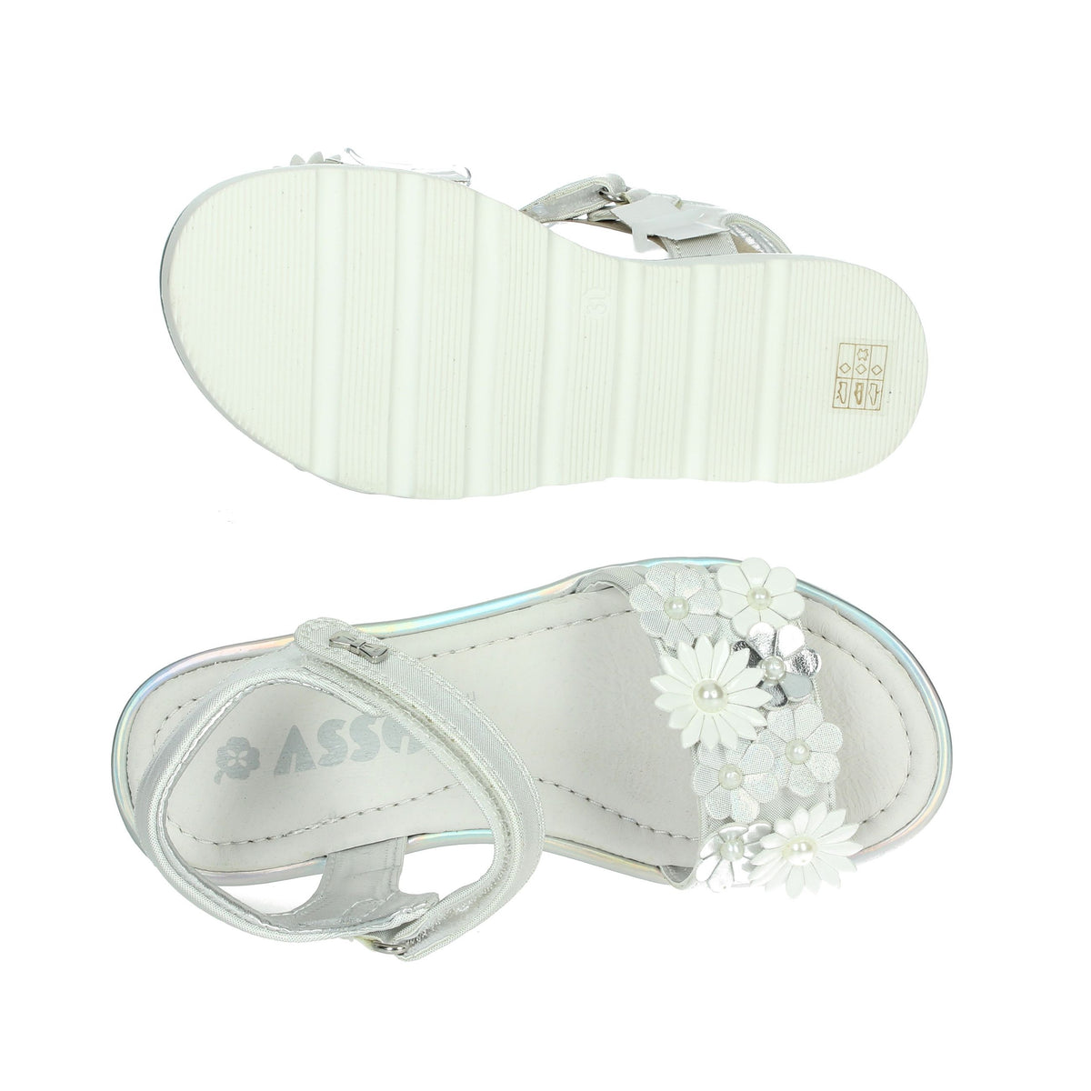 ASSO Bambine e ragazze Sandali bassi AG-17210 Bianco/Argento