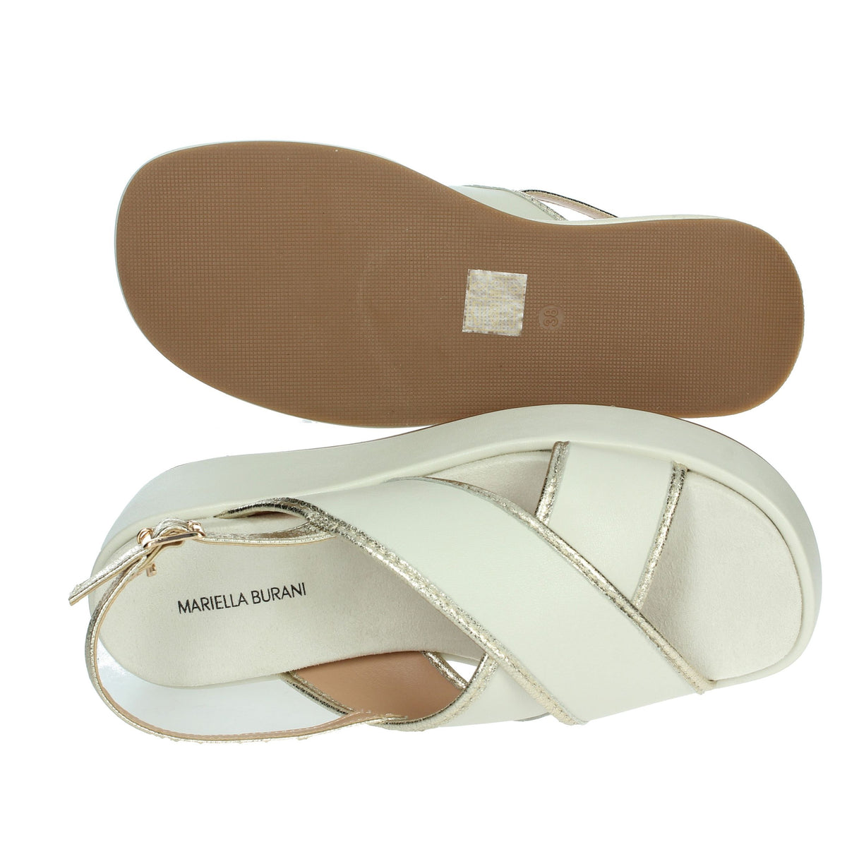 MARIELLA BURANI Donna Sandali con zeppa 51591 Panna
