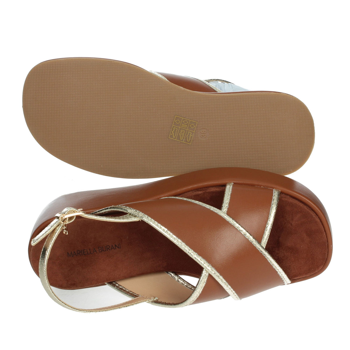 MARIELLA BURANI Donna Sandali con zeppa 51591 Cuoio