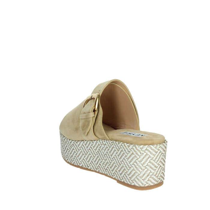 KEYS Donna Ciabatte con zeppa K-11083 Beige