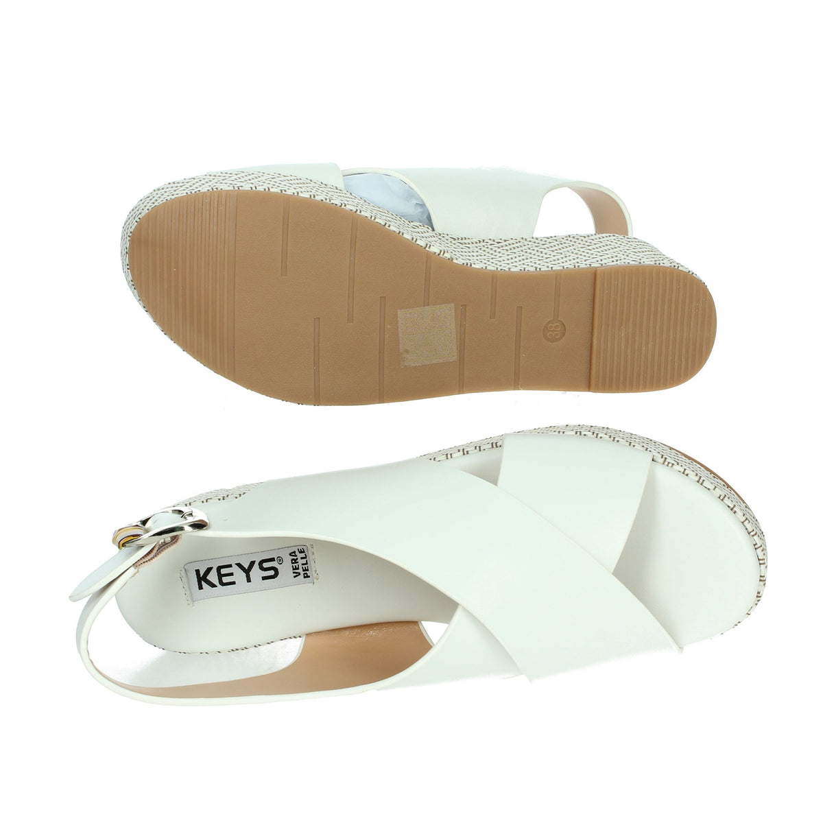KEYS Donna Sandali con zeppa K-11082 Bianco