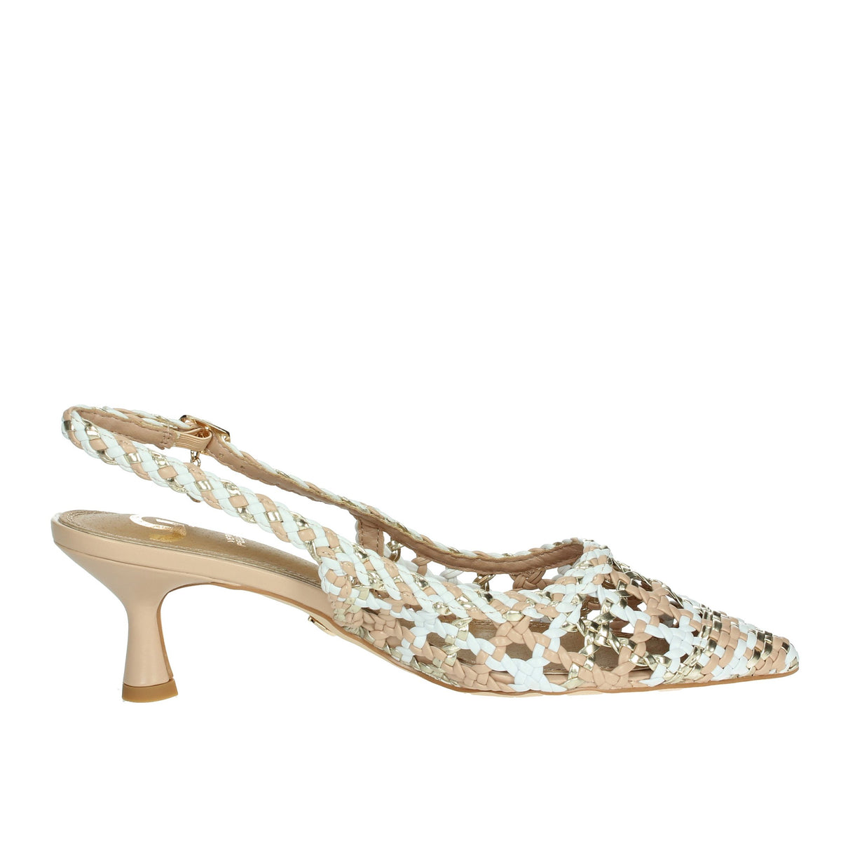 GOLD & GOLD Donna Slingback GD246 Bianco/Oro
