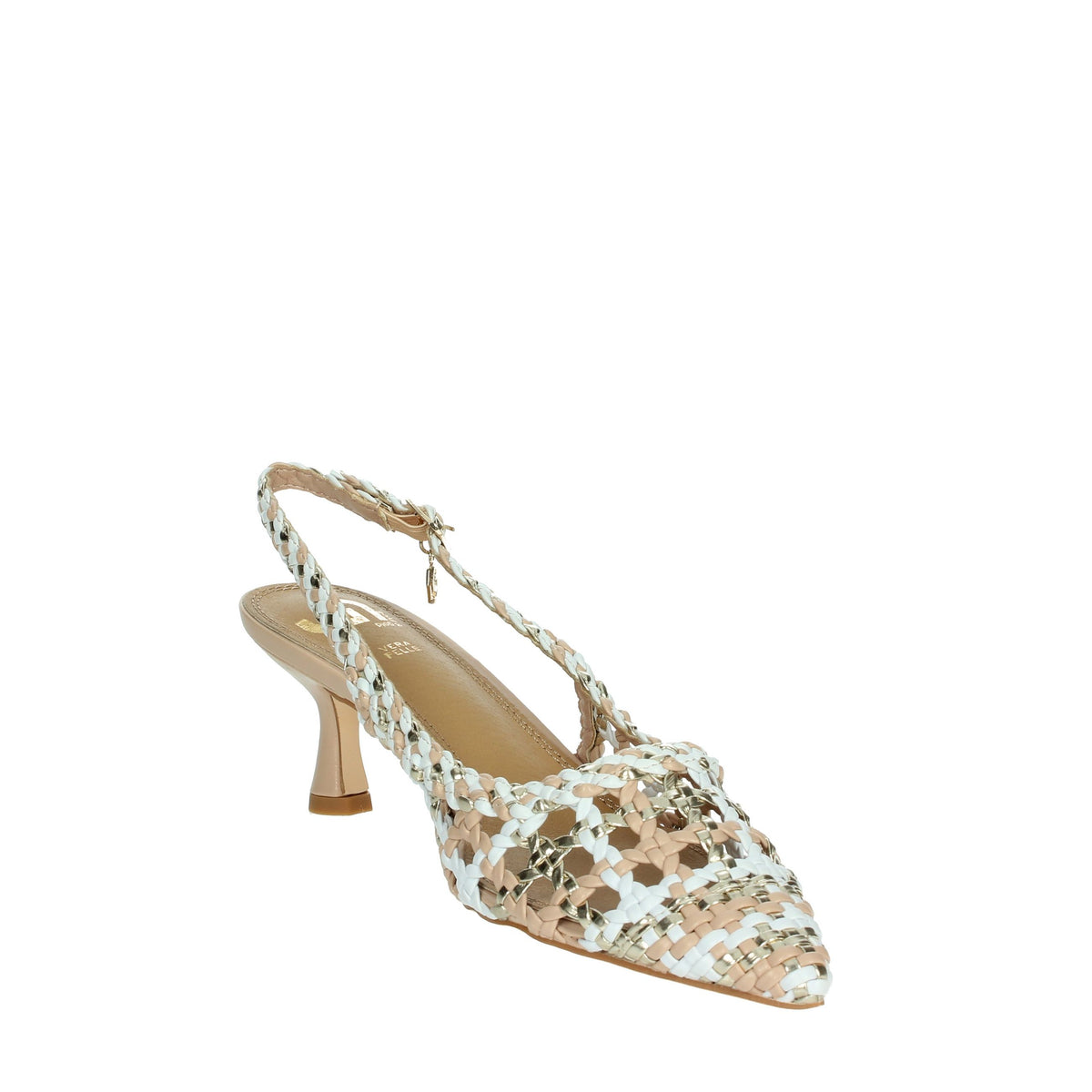 GOLD & GOLD Donna Slingback GD246 Bianco/Oro