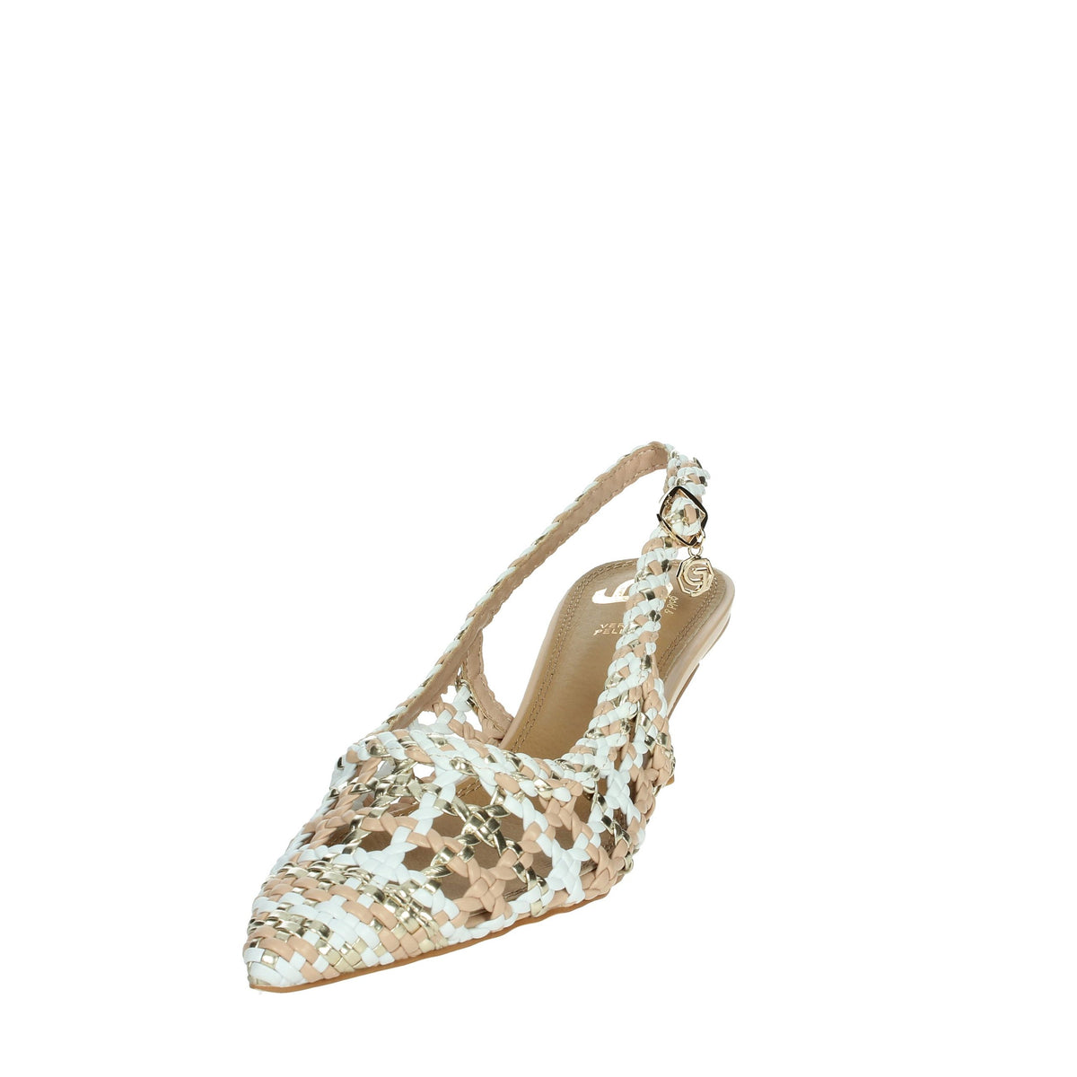 GOLD & GOLD Donna Slingback GD246 Bianco/Oro