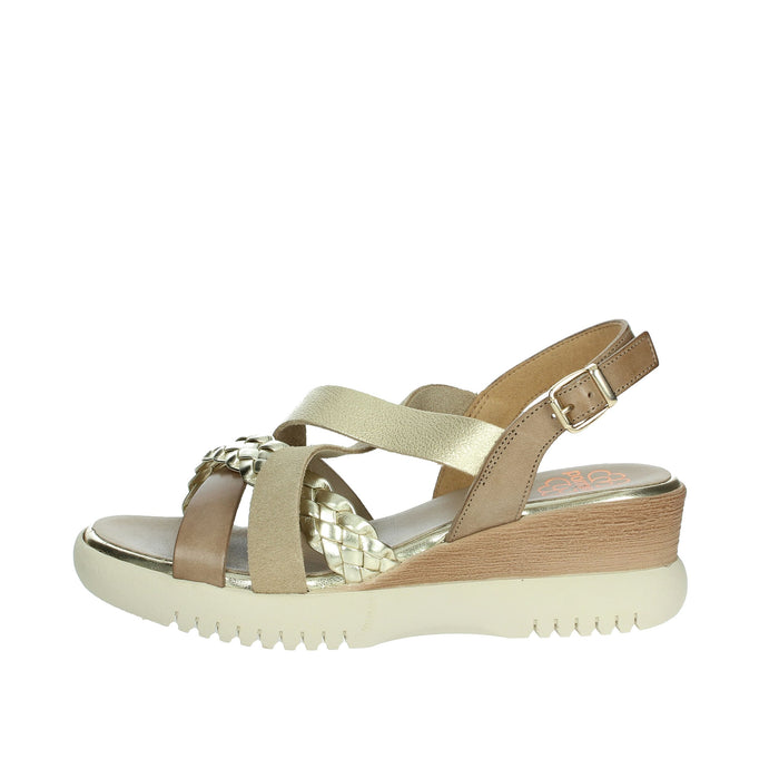PORRONET Donna Sandali con zeppa 7040 Taupe