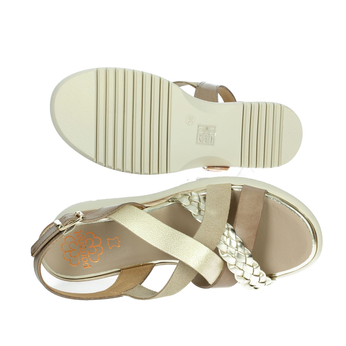 PORRONET Donna Sandali con zeppa 7040 Taupe