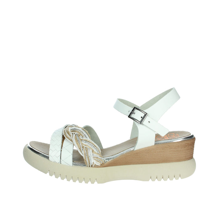 PORRONET Donna Sandali con zeppa 7043 Bianco