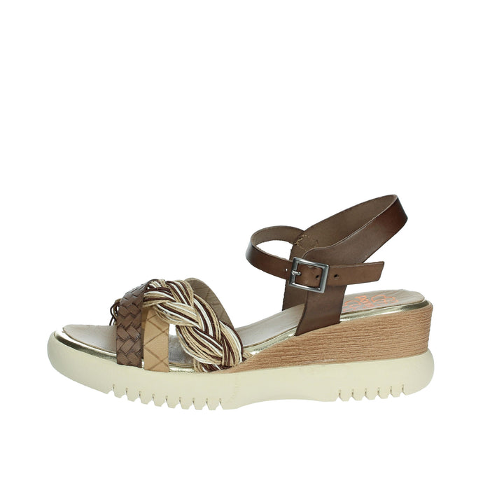 PORRONET Donna Sandali con zeppa 7043 Marrone