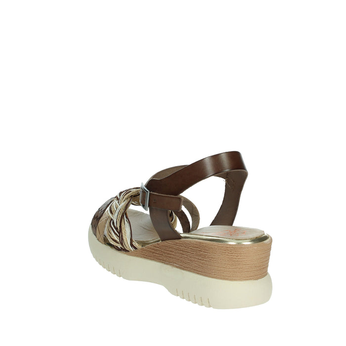 PORRONET Donna Sandali con zeppa 7043 Marrone